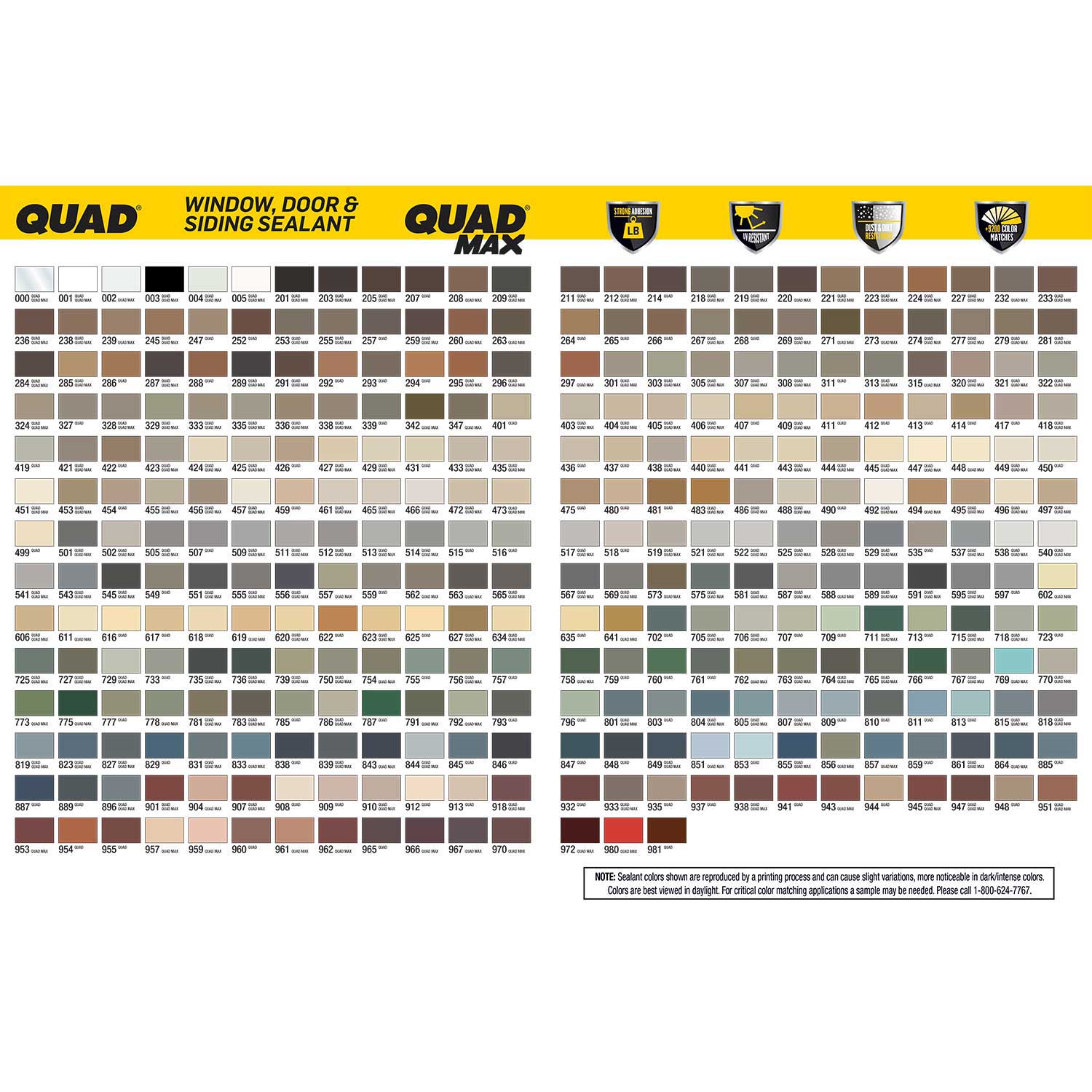OSI QUAD and QUAD MAX Color Guide
