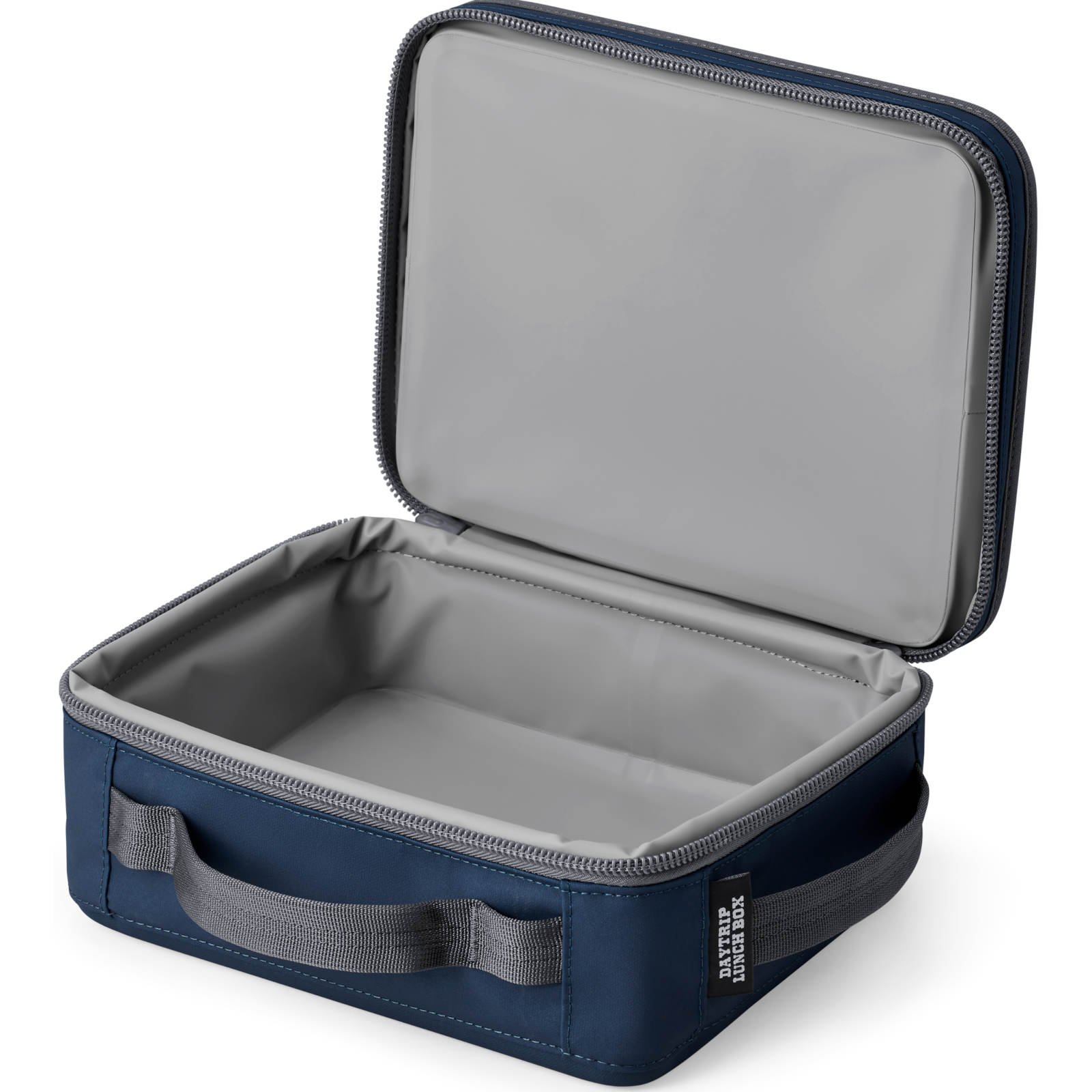 Yeti Day Trip Navy Blue Lunch Box Opened Angle View