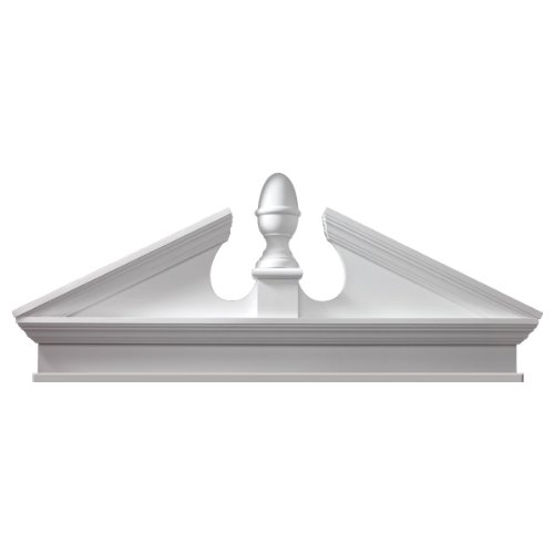 75" Width, 79 1/2" Overall Width, 25 1/8" Height, 3 1/8" Projection, 6 / 12 Pitch Combination Acorn Pediment with Breastboard and Bottom Trim
