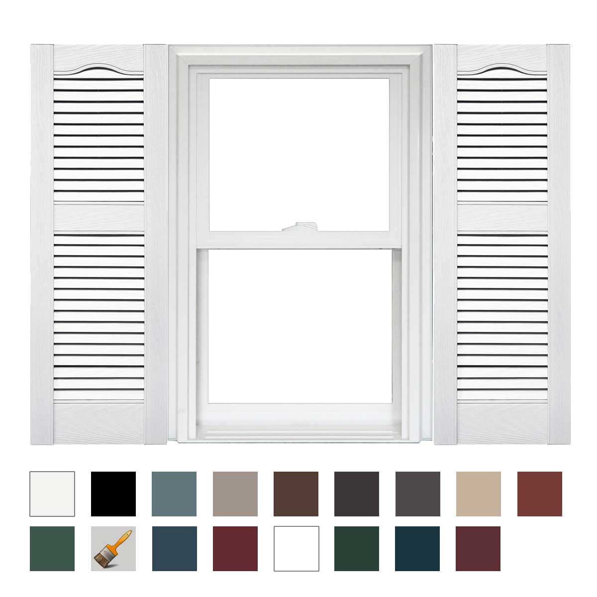 1 Pair 14.5 x 55 004 Wedgewood Blue Mid America Cathedral Open Louver Vinyl Standard Shutter