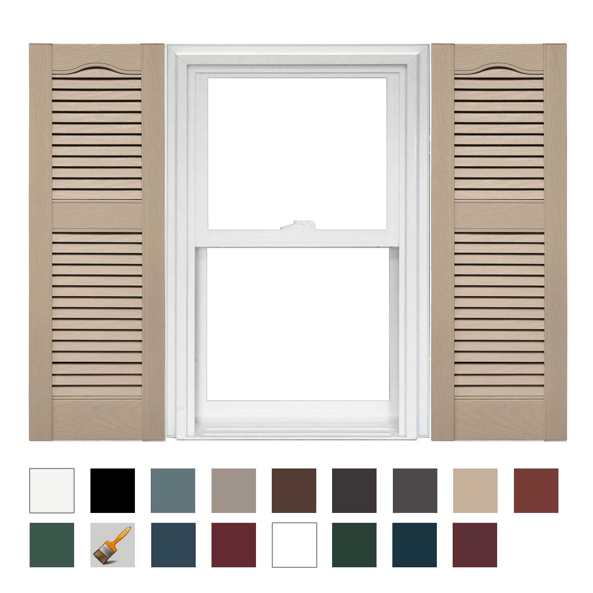 14.5 x 52 009 Federal Brown 1 Pair Mid America Open Louver Vinyl Shutters