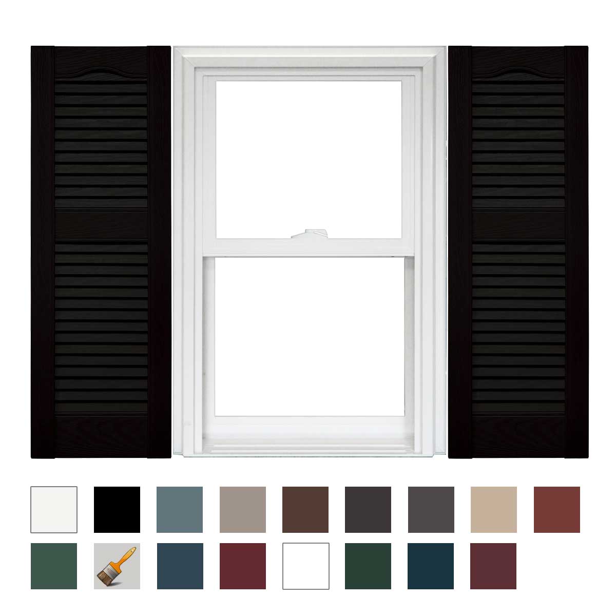 Exterior Shutters Louvered Vinyl Pair Bright White Rectangle Window 15 x 48 in 