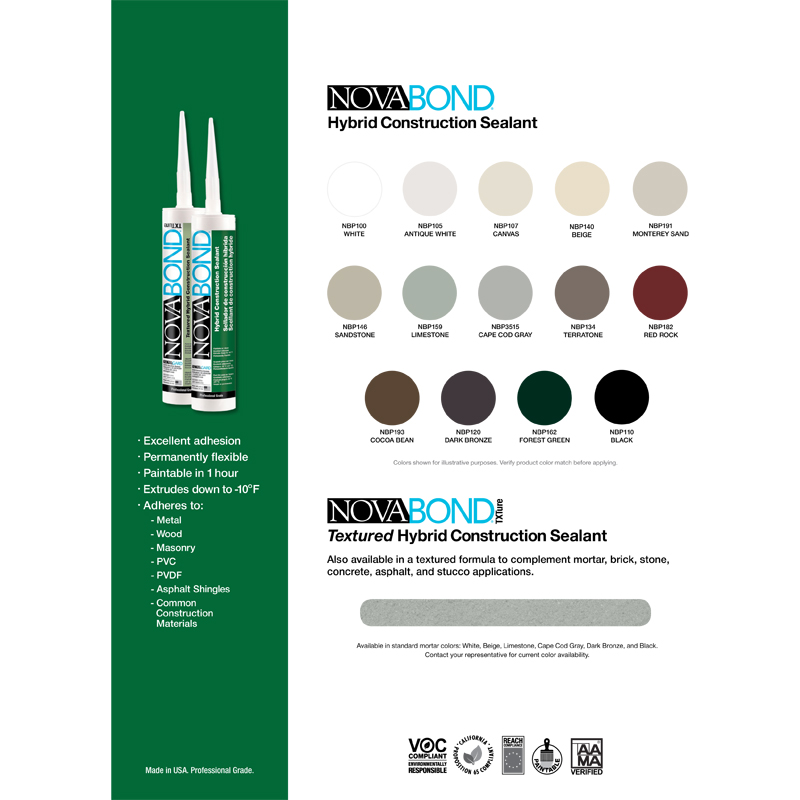 NovaBond Hybrid Construction Sealant Color Sheet