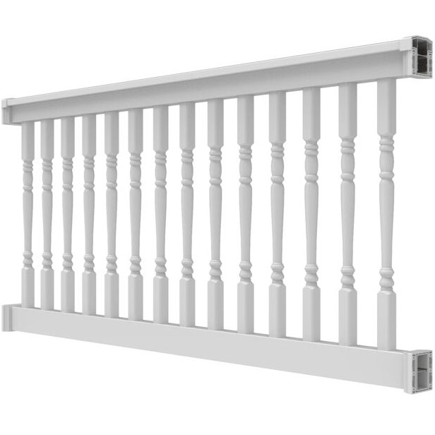 10ft. x 36in. - T Top Level Rail with 1-1/2in. Turned Balusters - White