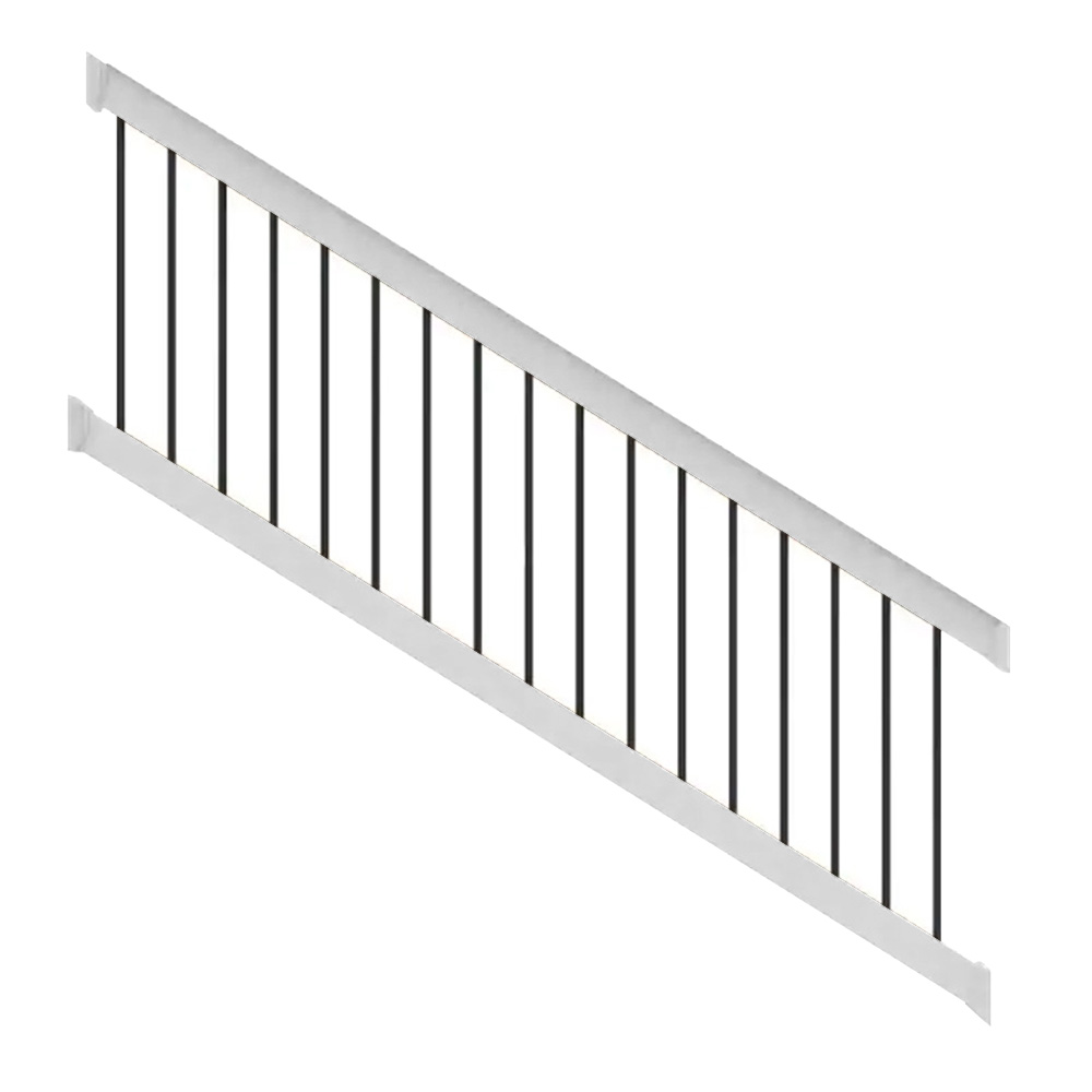 8ft. x 36in. - Deck Top Stair Rail with 3/4in. Round Balusters - White