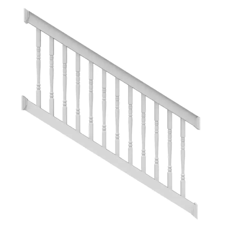8ft. x 36in. - Deck Top Stair Rail with 1-1/2in. Turned Balusters - White