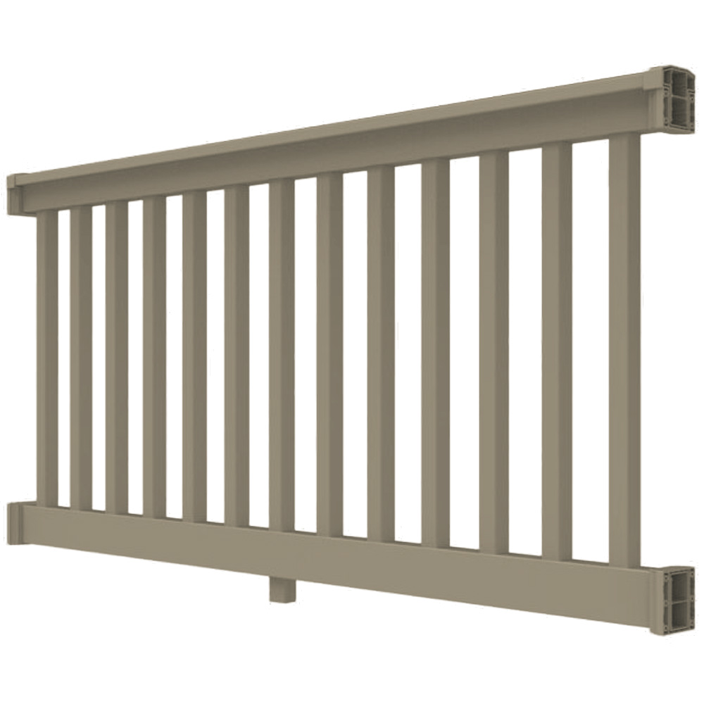 8ft. x 42in. - T Top Level Rail with 1-1/2in. Square Balusters - Earth