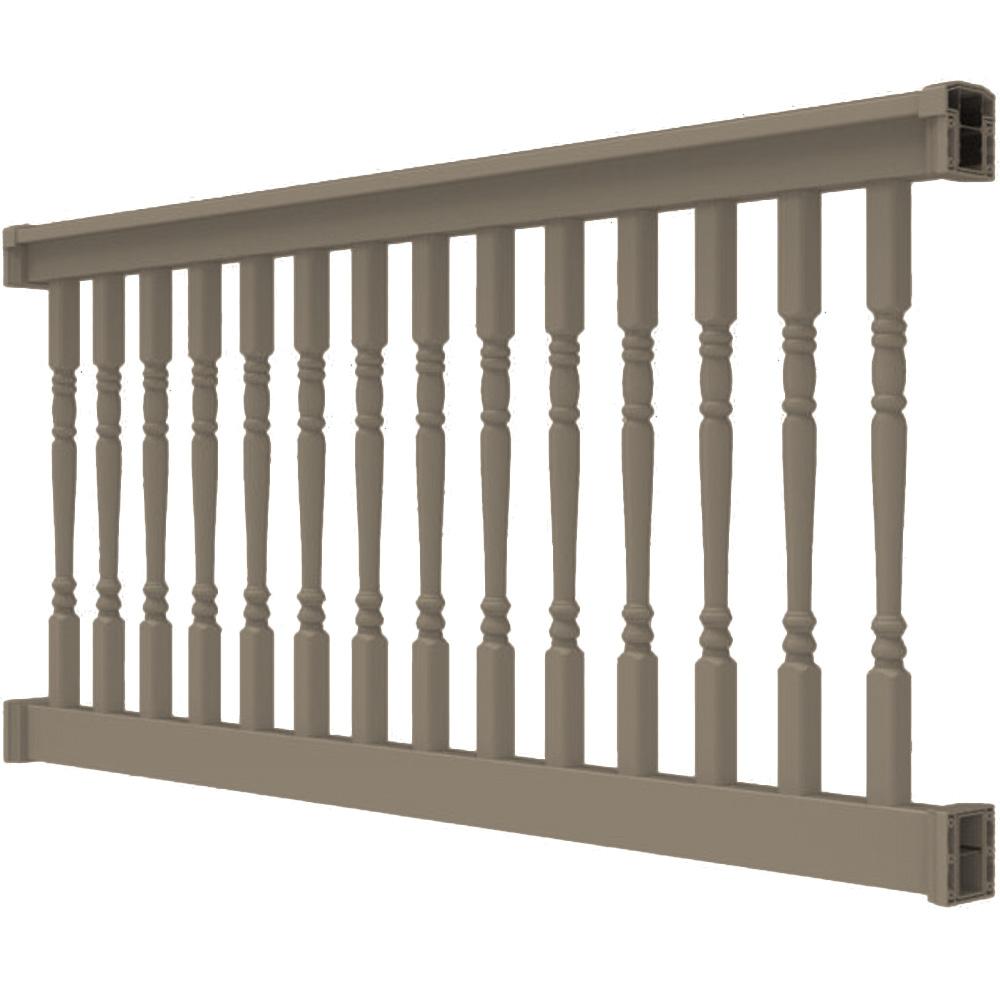 6ft. x 36in. - T Top Level Rail with 1-1/2in. Turned Balusters - Earth