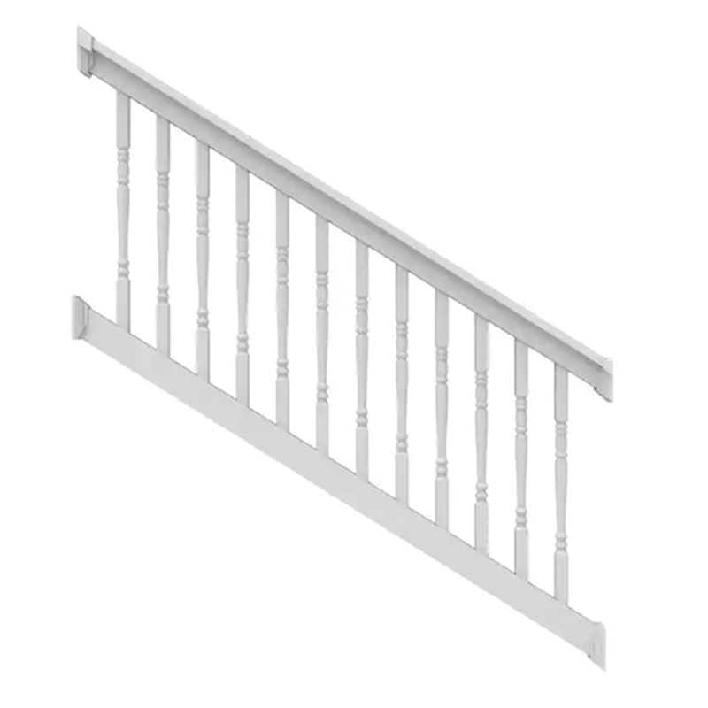 6ft. x 36in. - T Top Stair Rail with 1-1/2in. Turned Balusters - White
