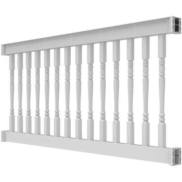 8ft. x 36in. - Deck Top Level Rail with 1-1/2in. Turned Balusters - White