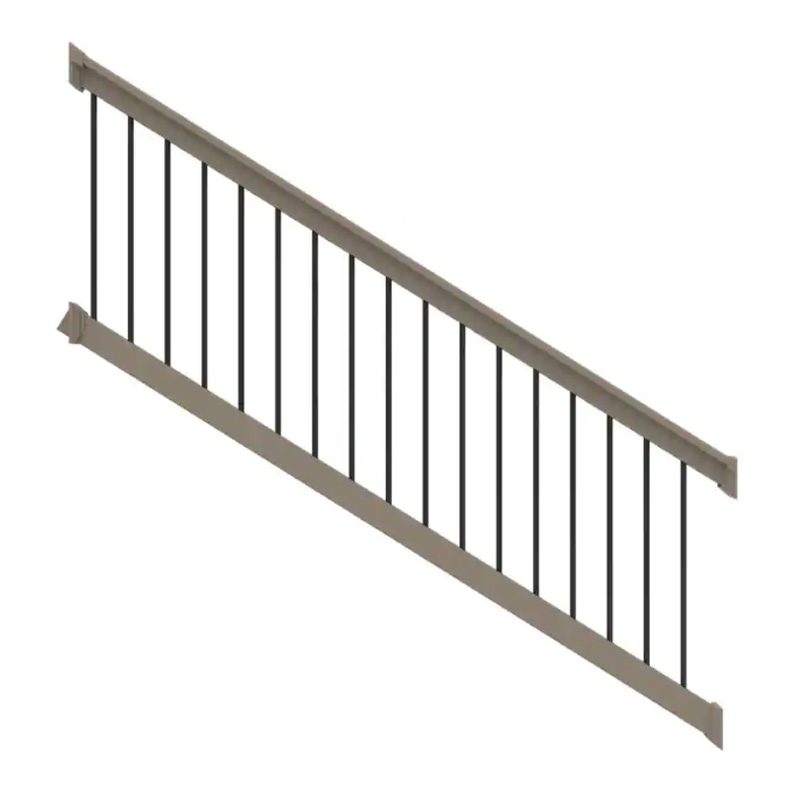 8ft. x 36in. - T Top Stair Rail with 3/4in. Round Balusters - Earth