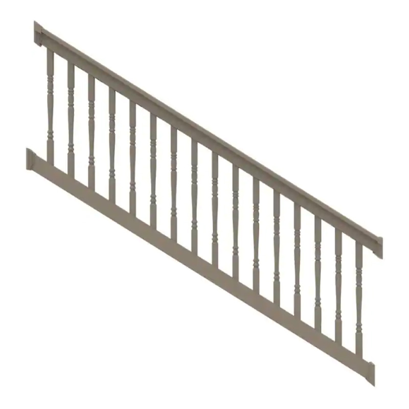 8ft. x 36in. - T Top Stair Rail with 1-1/2in. Turned Balusters - Earth