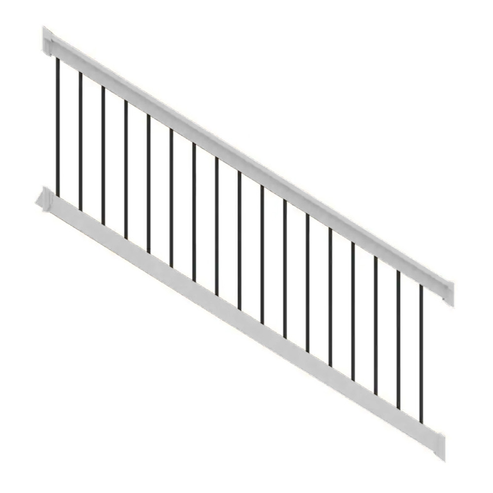 8ft. x 36in. - T Top Stair Rail with 3/4in. Round Balusters - White
