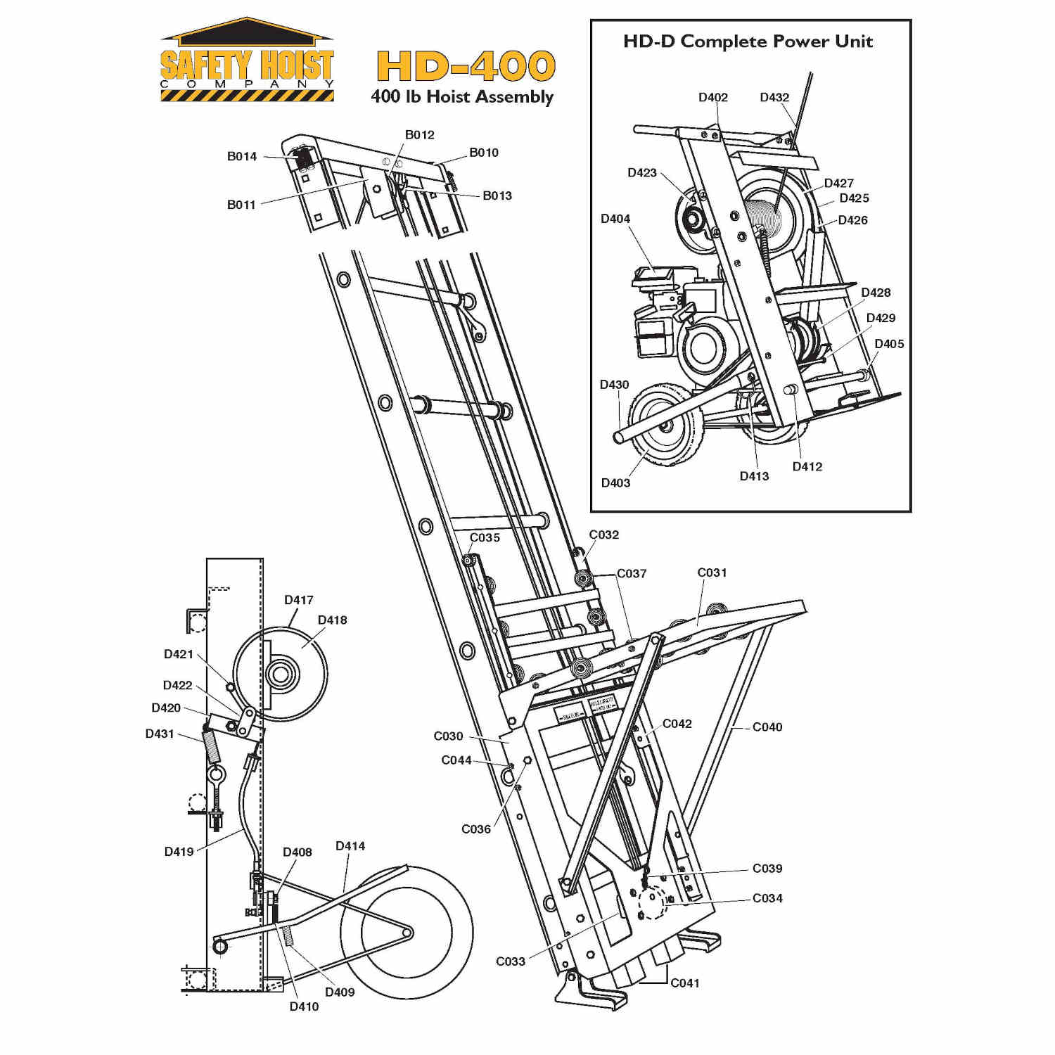 Safety Hoist HD400 Replacement Parts