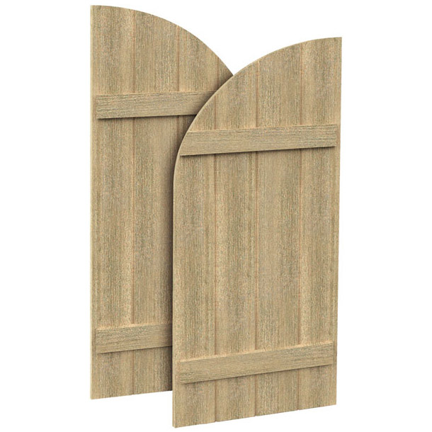 Fypon Polyurethane Timber 4 Board & 2 Batten Arch Top Shutter - 1 Pair