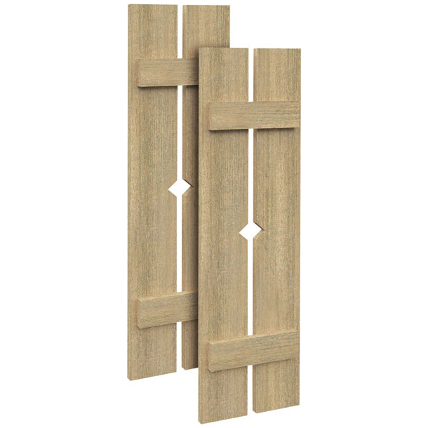 Fypon Polyurethane Timber 2 Plank & Diamond Cutout Shutter - 1 Pair