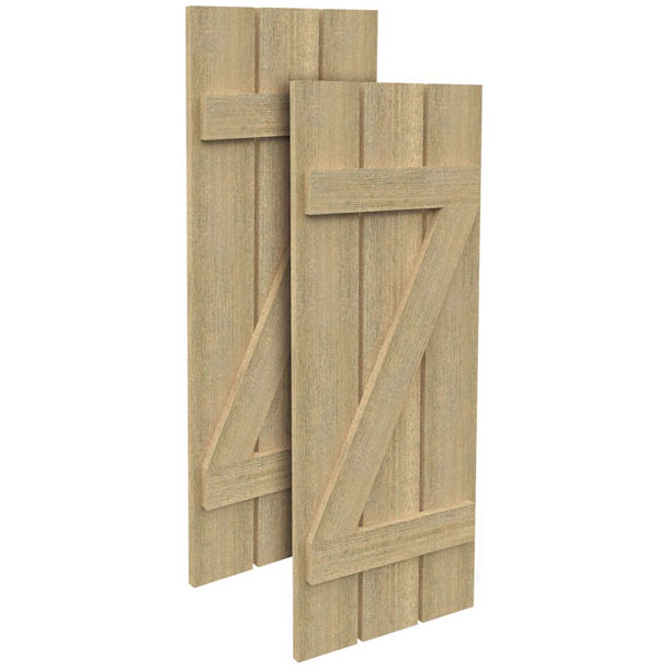 Fypon Polyurethane Timber 3 Plank & Z Batten Shutter - 1 Pair