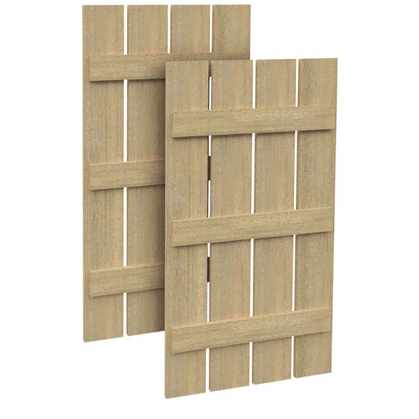 Fypon Polyurethane Timber 4 Plank & 3 Batten Shutter - 1 Pair