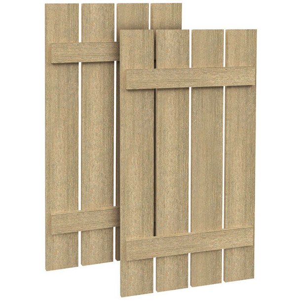 Fypon Polyurethane Timber 4 Plank & 2 Batten Shutter - 1 Pair