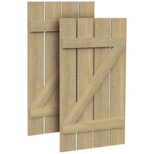 Fypon Polyurethane Timber 4 Plank & Z Batten Shutter - 1 Pair