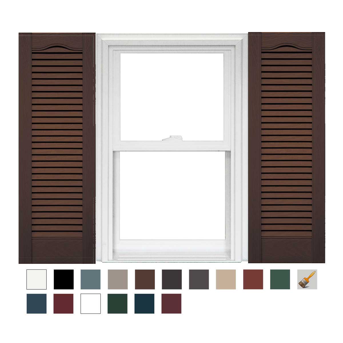 Mid America Custom 9-1/4 Inch Cathedral Top All Louver Vinyl Shutters (1 Pair)