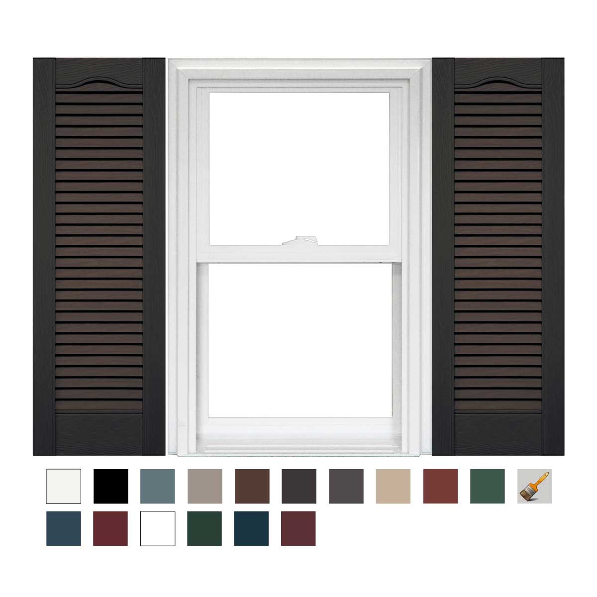 Mid America Custom 12 Inch Cathedral Top All Louver Vinyl Shutters (1 Pair)