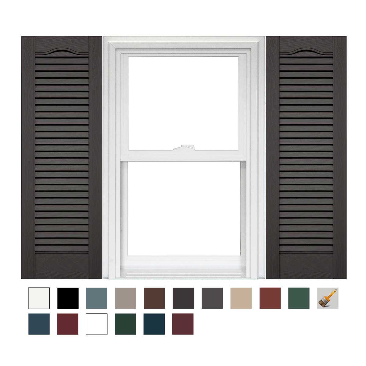 Mid America Custom 14-1/2 Inch Cathedral Top All Louver Vinyl Shutters (1 Pair)
