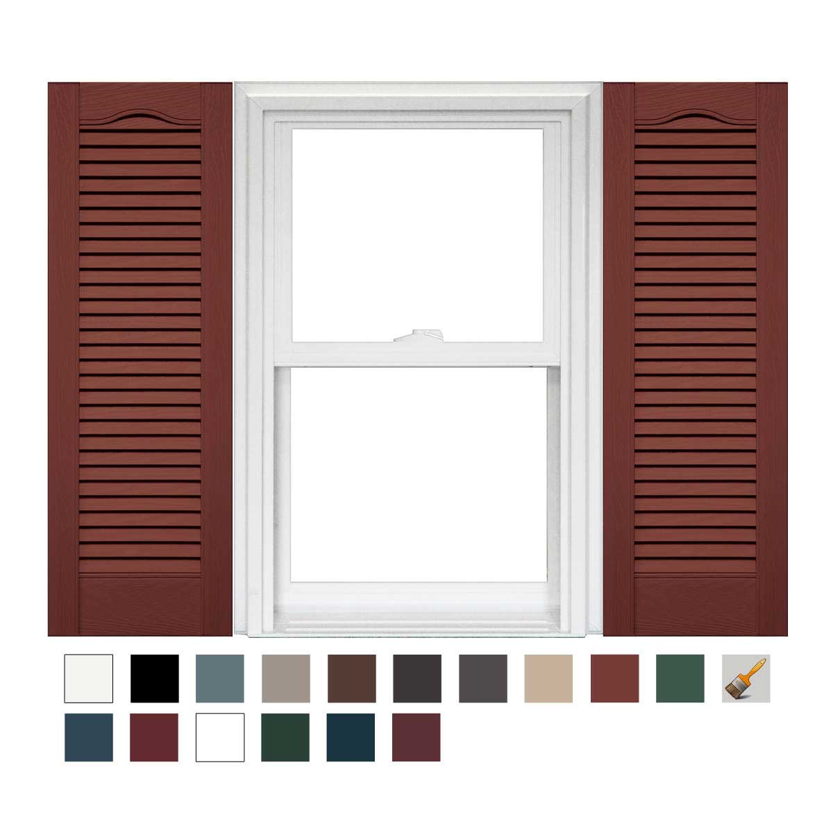 Mid America Custom 16-1/2 Inch Cathedral Top All Louver Vinyl Shutters (1 Pair)