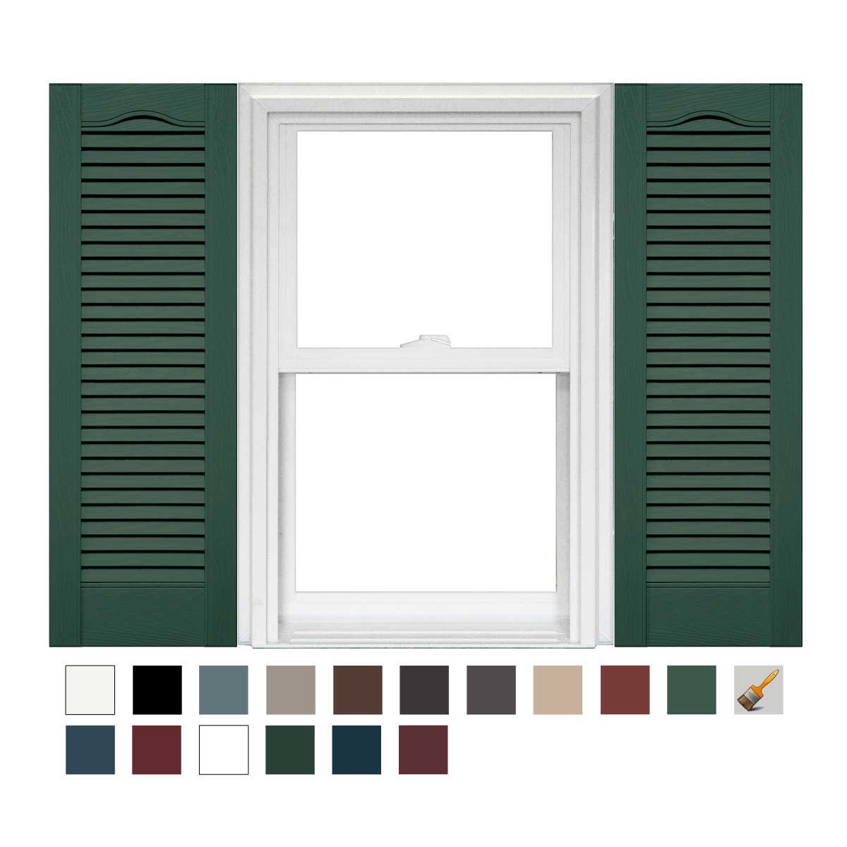 Mid America Custom 18 Inch Cathedral Top All Louver Vinyl Shutters (1 Pair)