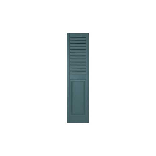 Mid America Custom 14-1/2 Inch Cathedral Top Louver & Panel Combination Vinyl Shutters (1 Pair)