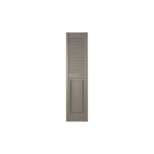 Mid America Custom 16-1/2 Inch Cathedral Top Louver & Panel Combination Vinyl Shutters (1 Pair)