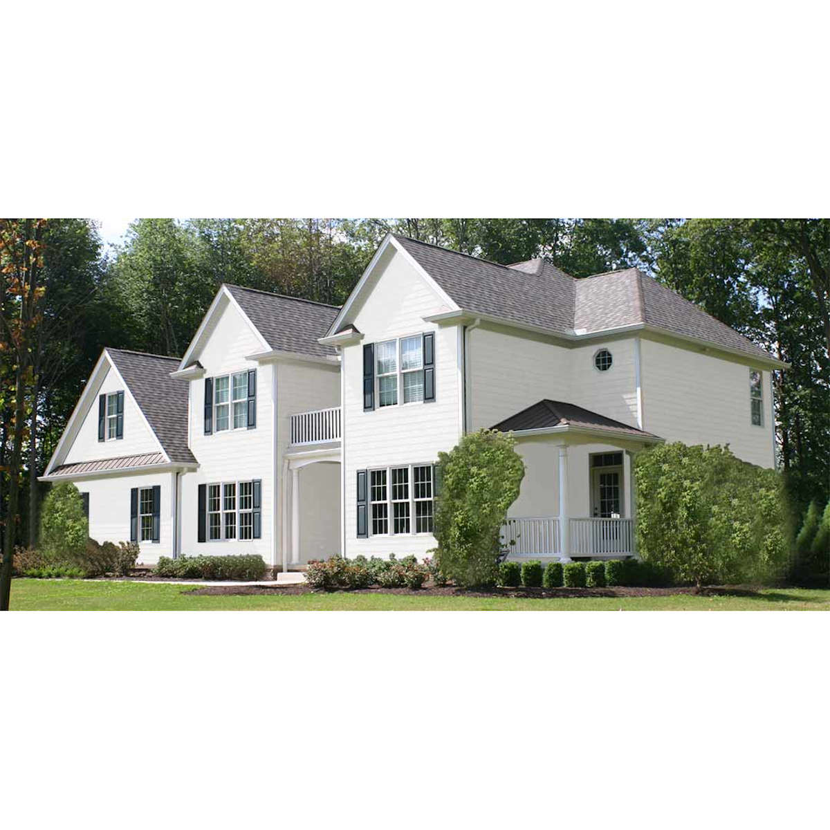 Colonial White Siding On a House