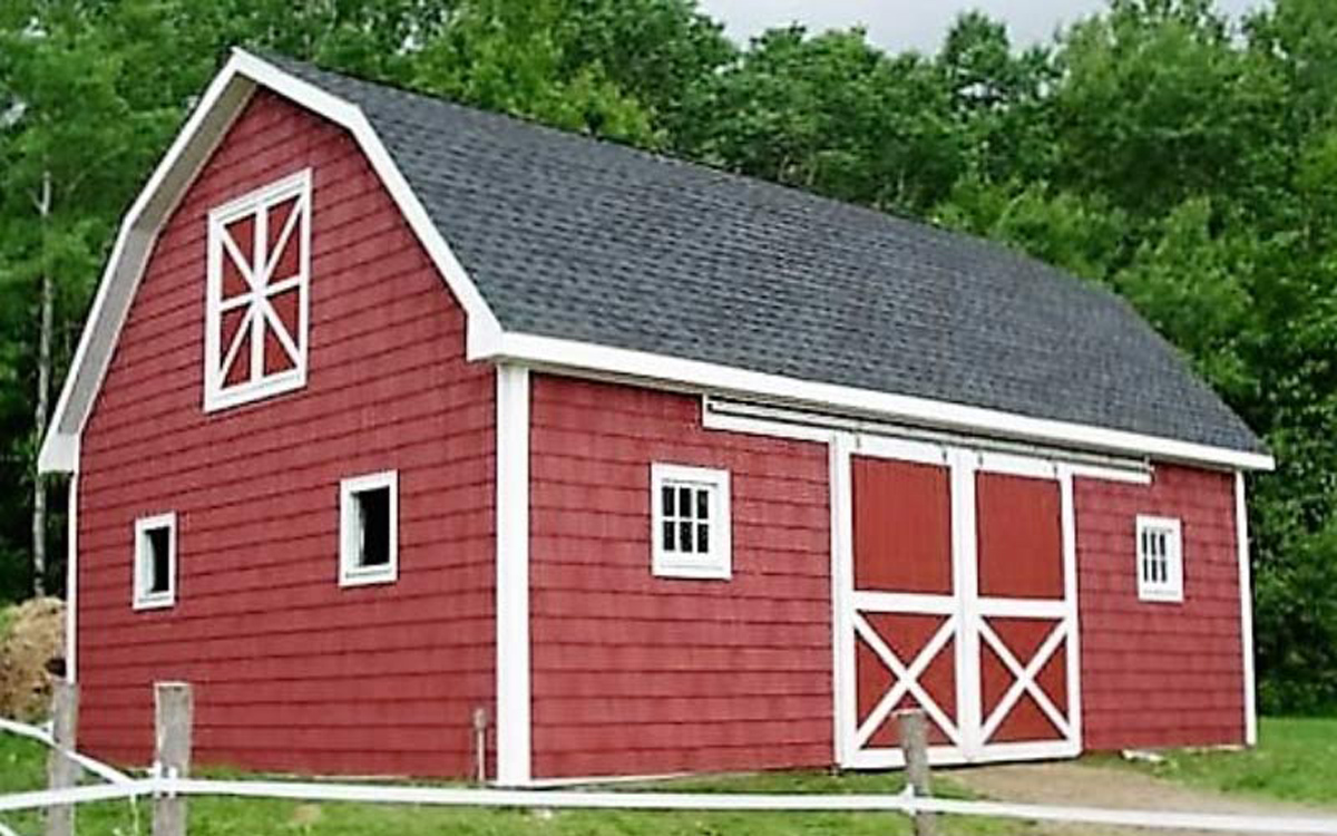 Red Farmhouse with White Corners & J Channel